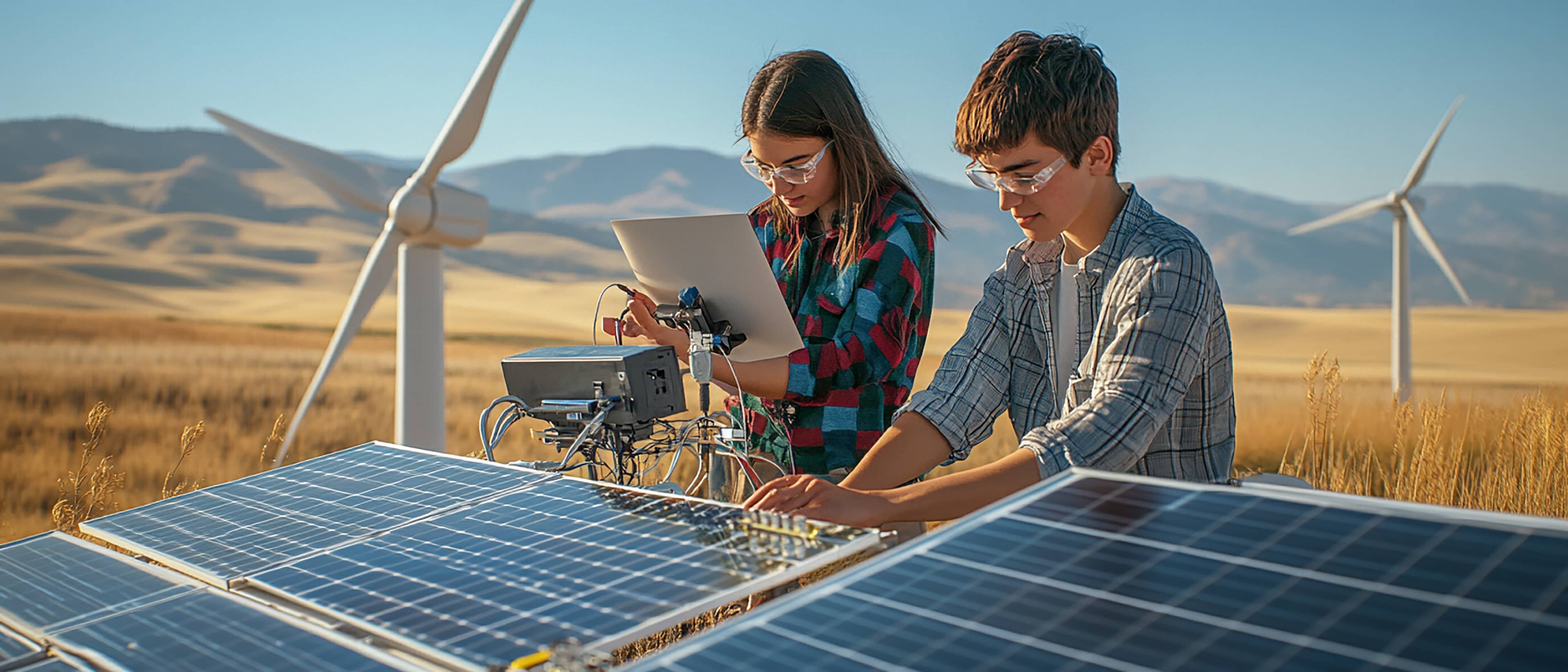 Energy professionals reviewing solar solutions